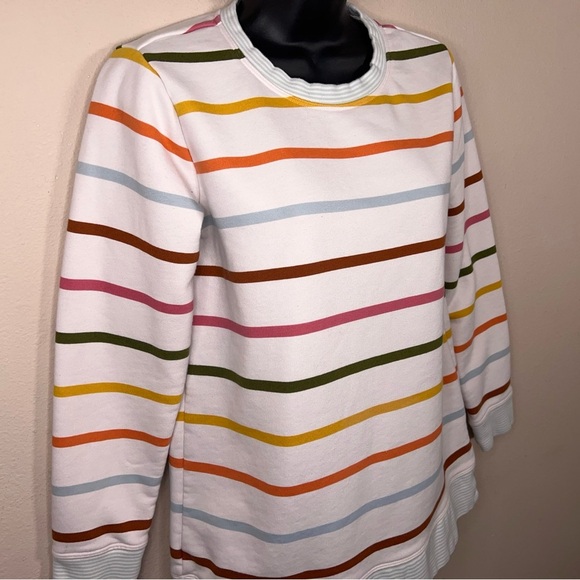 XS Lands End Striped Sweatshirt Long Sleeve Preppy Rainbow Colorful - Picture 4 of 14